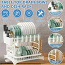 Kitchen Dish Drying Rack 2 Tier Carbon Steel White 42 x 29 x 29cm Tableware