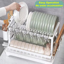Kitchen Dish Drying Rack 2 Tier Carbon Steel White 42 x 29 x 29cm Tableware