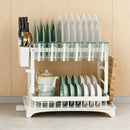 Kitchen Dish Drying Rack 2 Tier Carbon Steel White 42 x 29 x 29cm Tableware