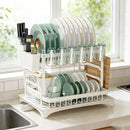 Kitchen Dish Drying Rack 2 Tier Carbon Steel White 42 x 29 x 29cm Tableware