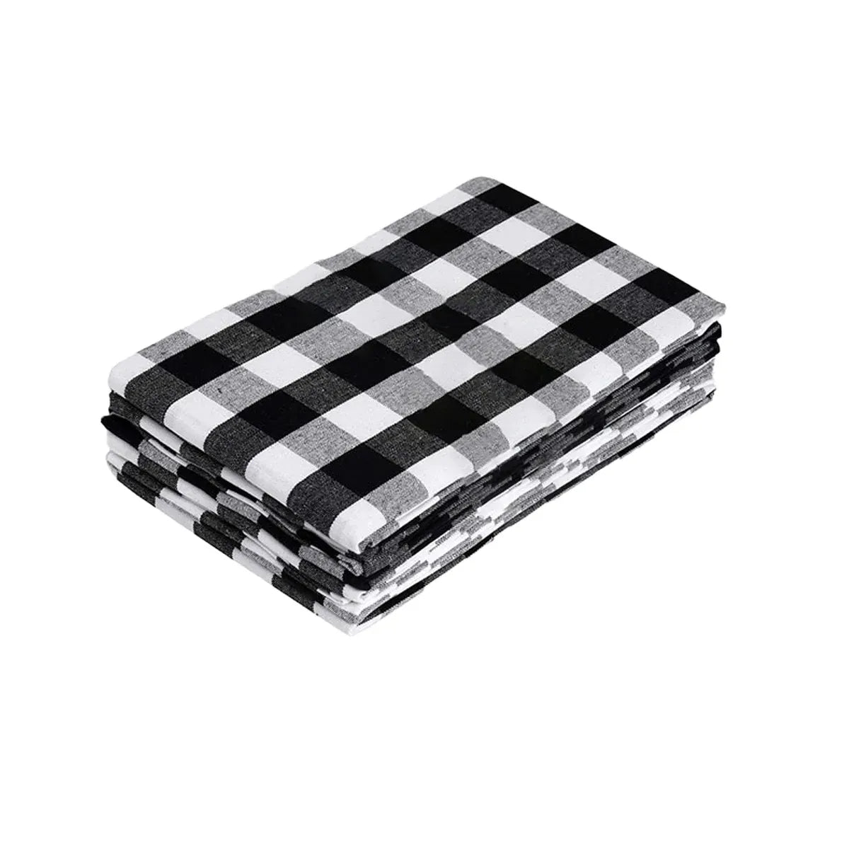 6PCS Checkered Kitchen Towels Dishwashing Cloths Cleaning Cloth Set for Home Use - Black