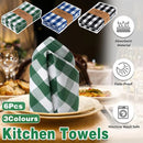 6PCS Checkered Kitchen Towels Dishwashing Cloths Cleaning Cloth Set for Home Use - Black
