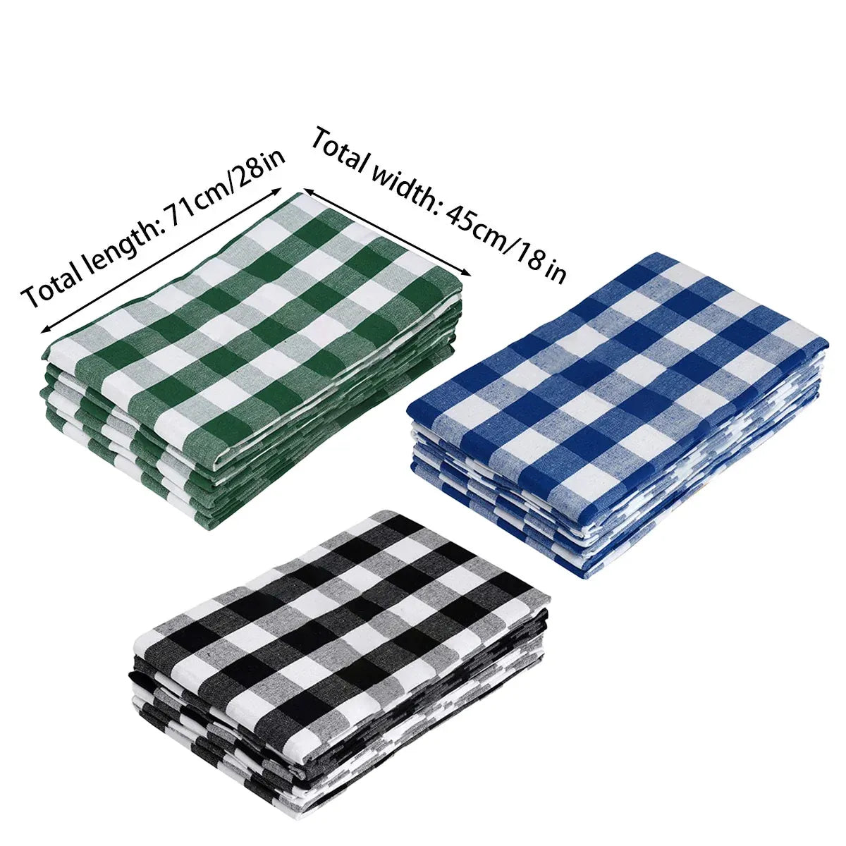 6PCS Checkered Kitchen Towels Dishwashing Cloths Cleaning Cloth Set for Home Use - Black