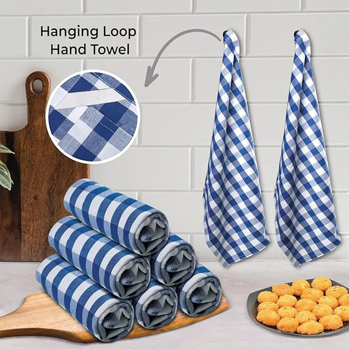 6PCS Checkered Kitchen Towels Dishwashing Cloths Cleaning Cloth Set for Home Use - Black
