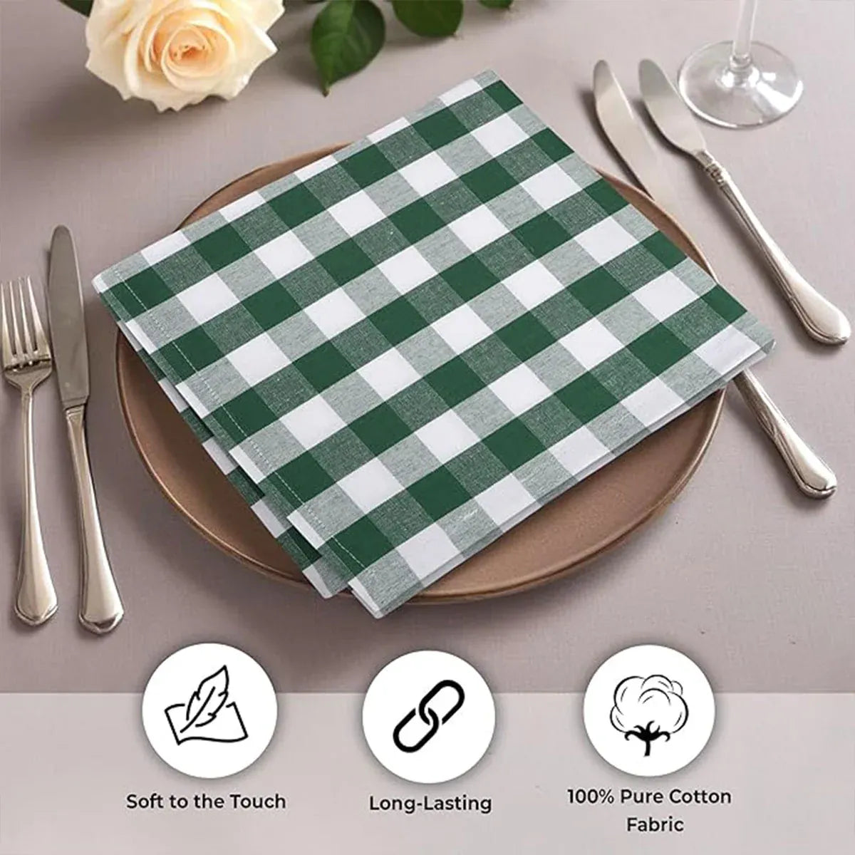 6PCS Checkered Kitchen Towels Dishwashing Cloths Cleaning Cloth Set for Home Use - Black