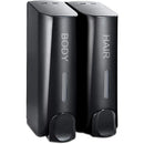 Hotel Wall Mounted Soap Dispenser Bathroom Shampoo Shower Gel Hand Soap Box - Black-Double