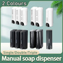 Hotel Wall Mounted Soap Dispenser Bathroom Shampoo Shower Gel Hand Soap Box - Black-Double