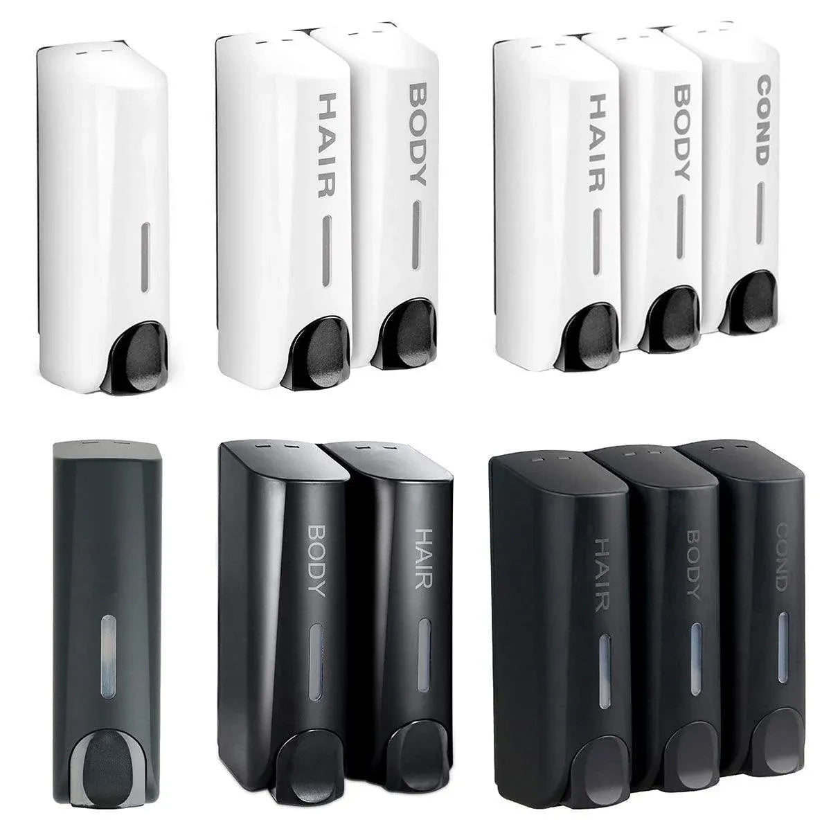 Hotel Wall Mounted Soap Dispenser Bathroom Shampoo Shower Gel Hand Soap Box - Black-Double