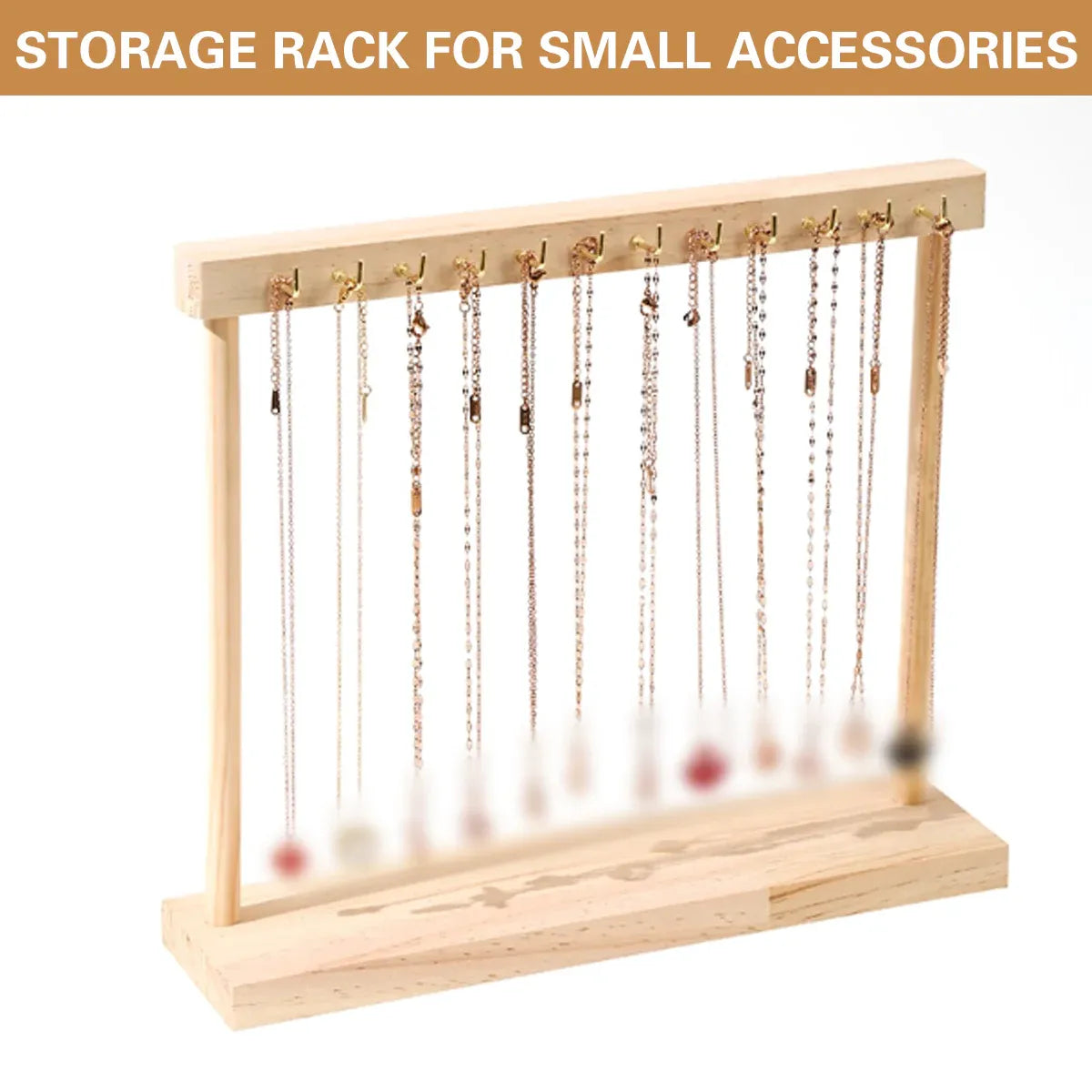 Solid Wood Necklace Jewelry Display Racks for Home Store Showcase Storage - 18 hooks