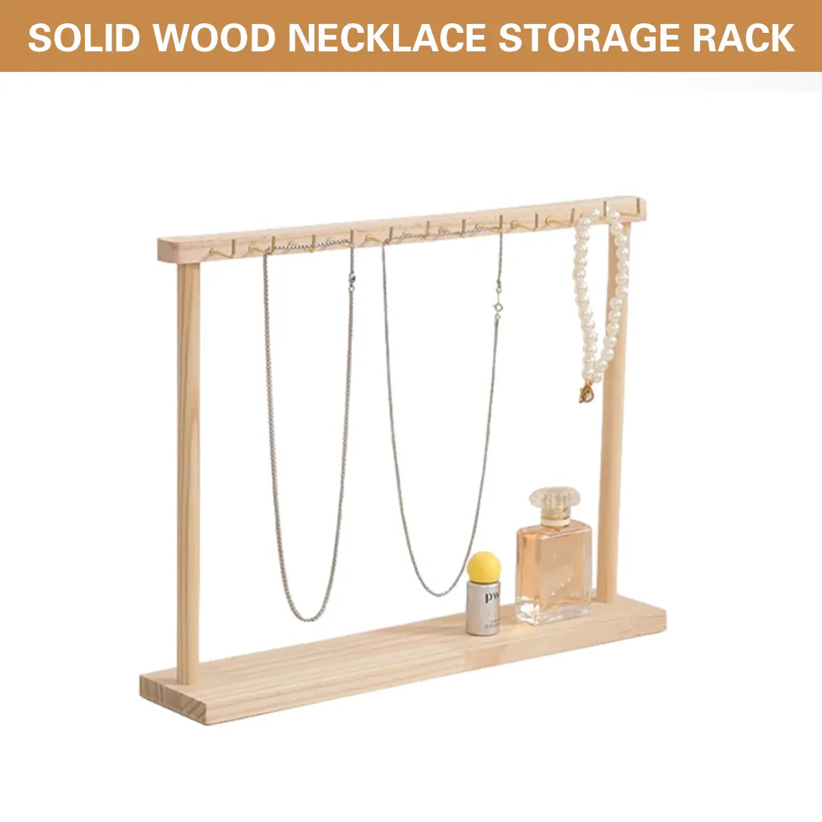 Solid Wood Necklace Jewelry Display Racks for Home Store Showcase Storage - 18 hooks