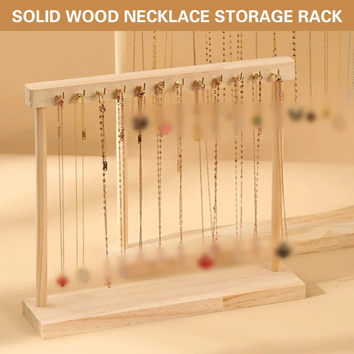 Solid Wood Necklace Jewelry Display Racks for Home Store Showcase Storage - 18 hooks