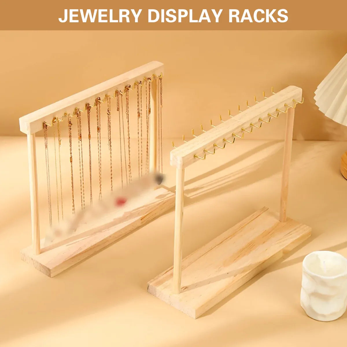 Solid Wood Necklace Jewelry Display Racks for Home Store Showcase Storage - 18 hooks