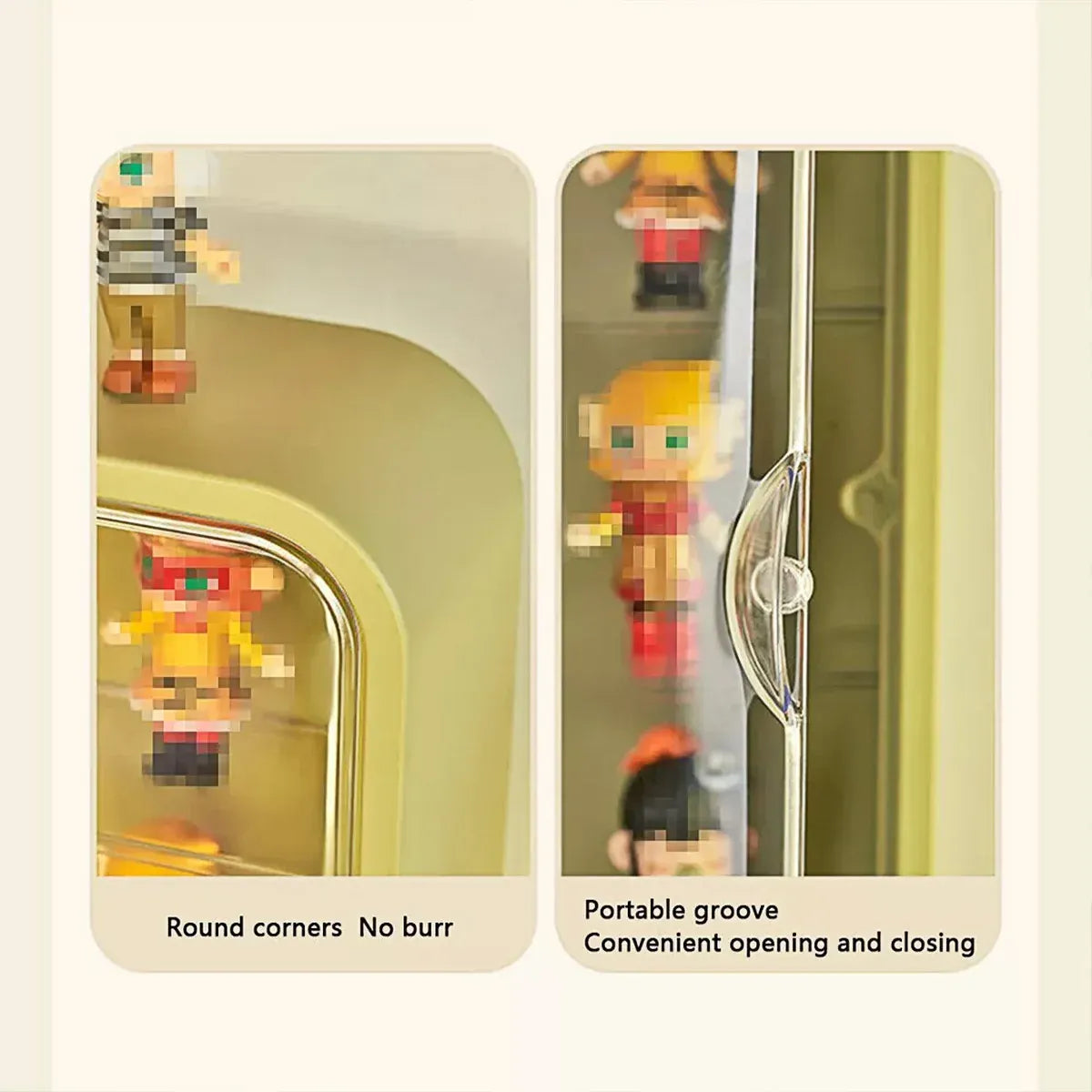 Wall Mounted Showcase Acrylic Figures Toys Display Case Dustproof Storage Box - Beige