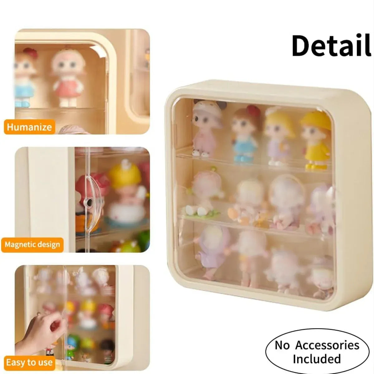 Wall Mounted Showcase Acrylic Figures Toys Display Case Dustproof Storage Box - Beige