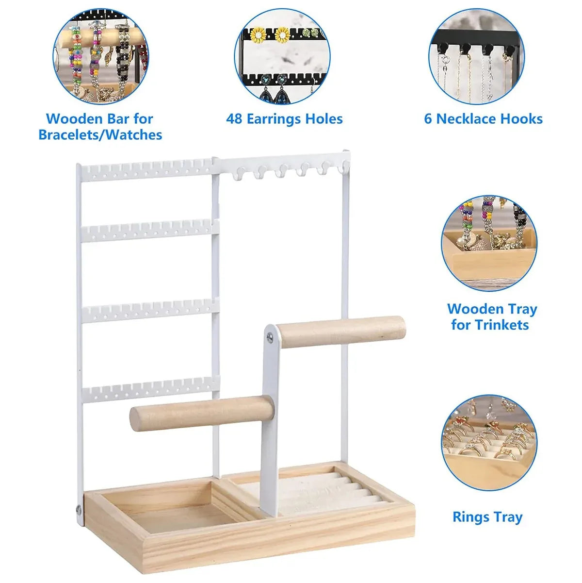 Jewelry Earring Bracelet Display Rack Jewellery Stand Necklace Organizer Holder - Black