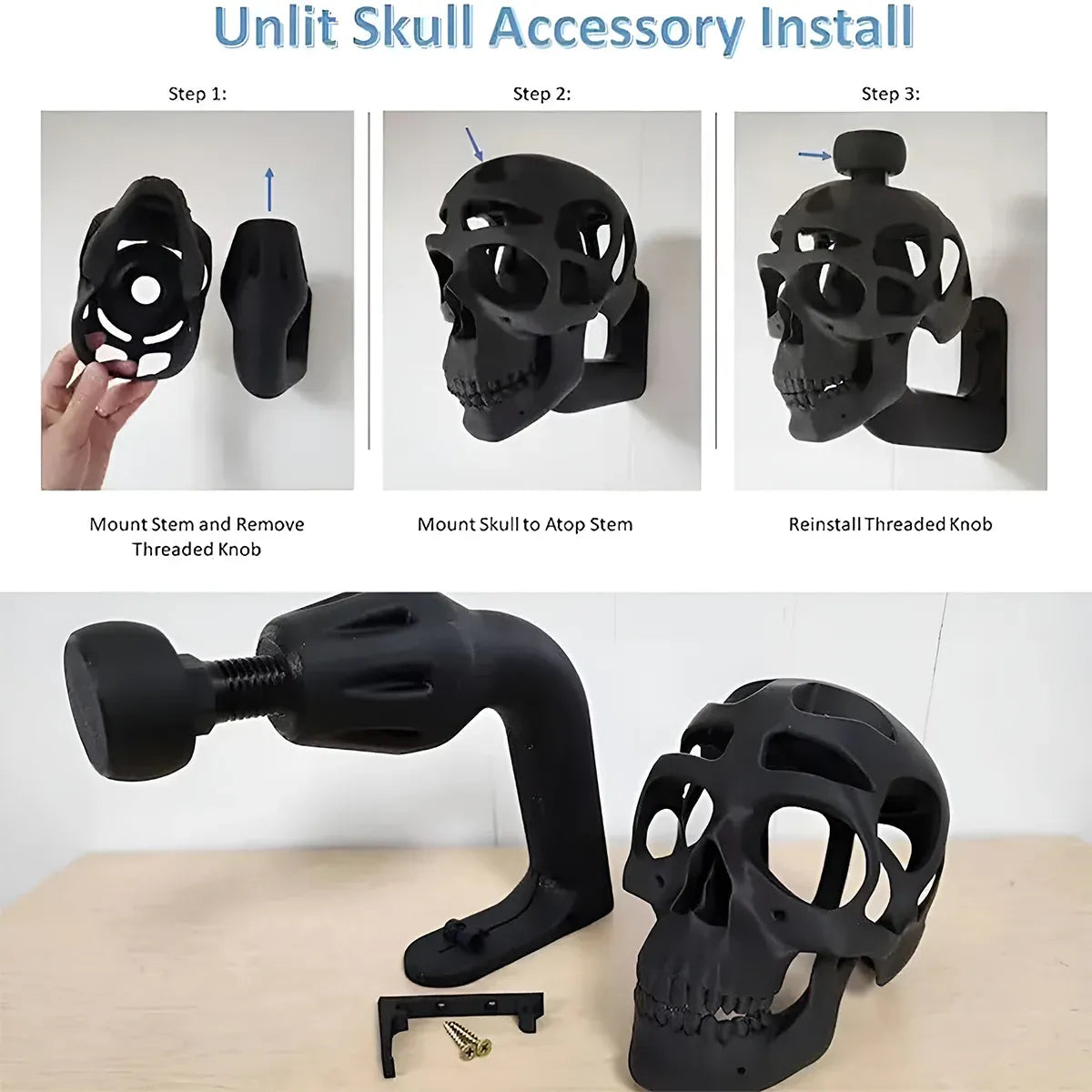 3D Skull Helmet Display Stand Wall Mounted Motorcycle Helmet Rack Holder Display