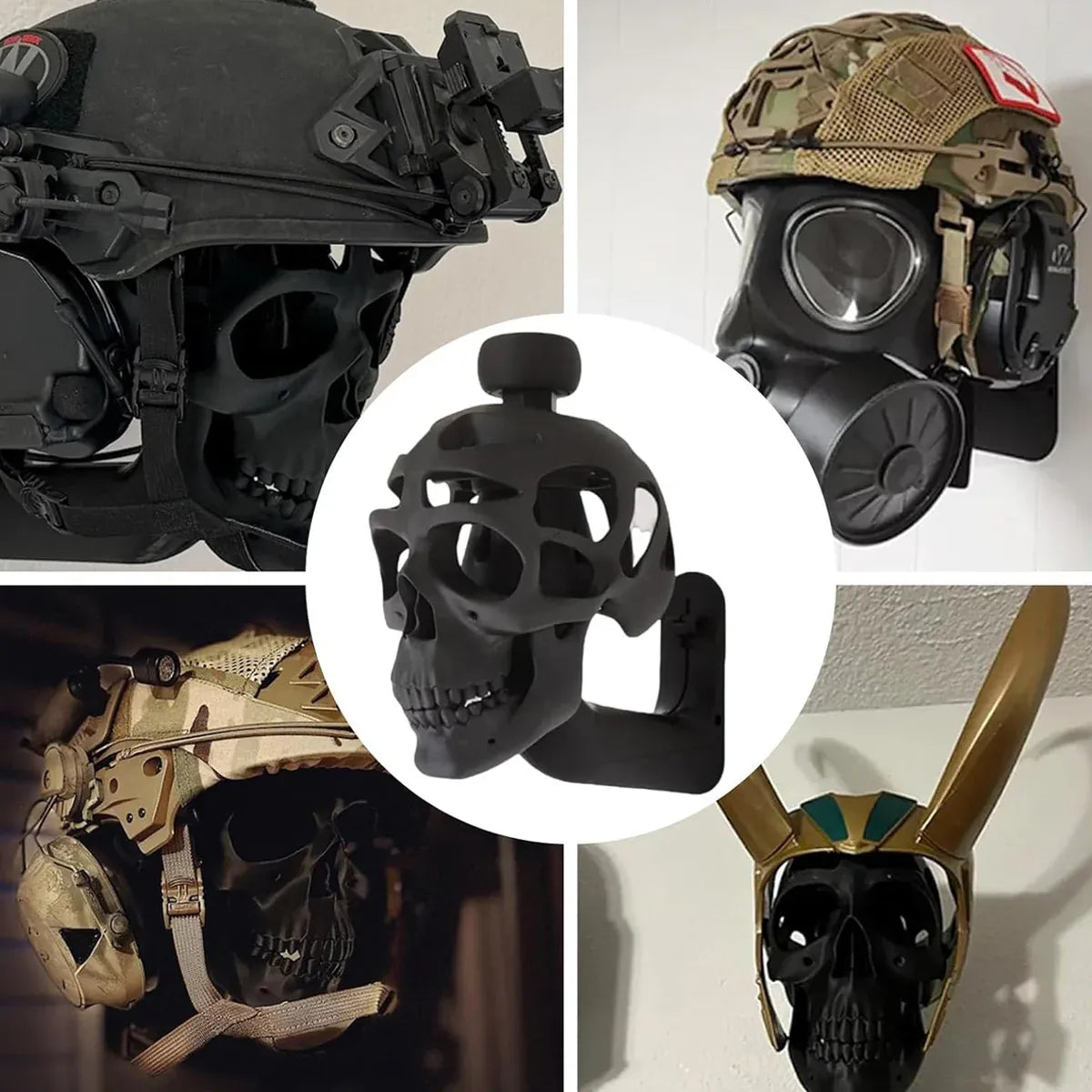 3D Skull Helmet Display Stand Wall Mounted Motorcycle Helmet Rack Holder Display