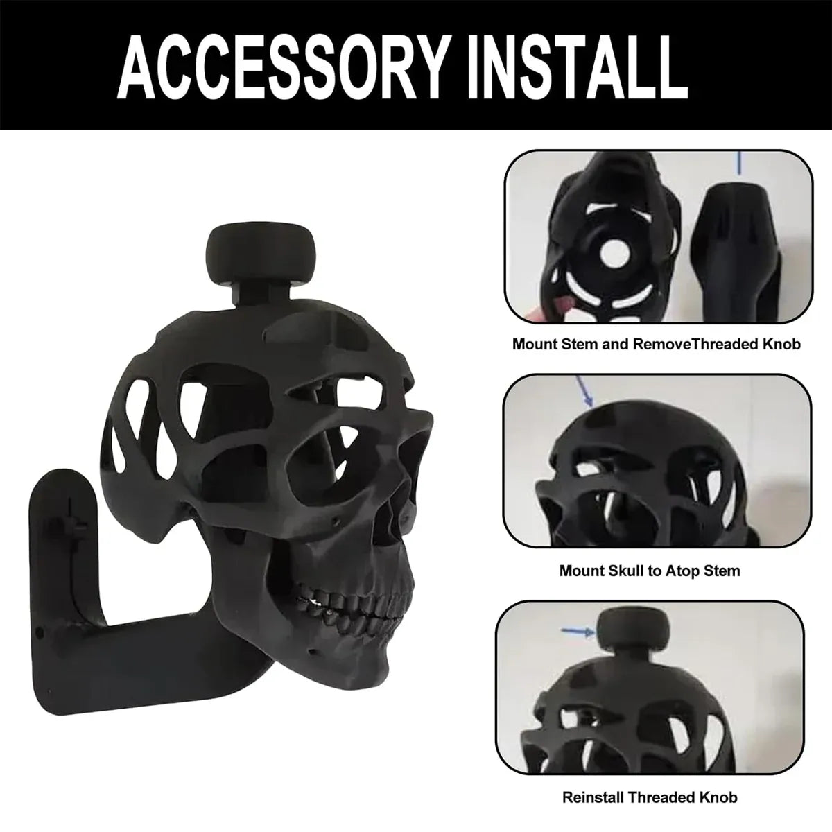 3D Skull Helmet Display Stand Wall Mounted Motorcycle Helmet Rack Holder Display