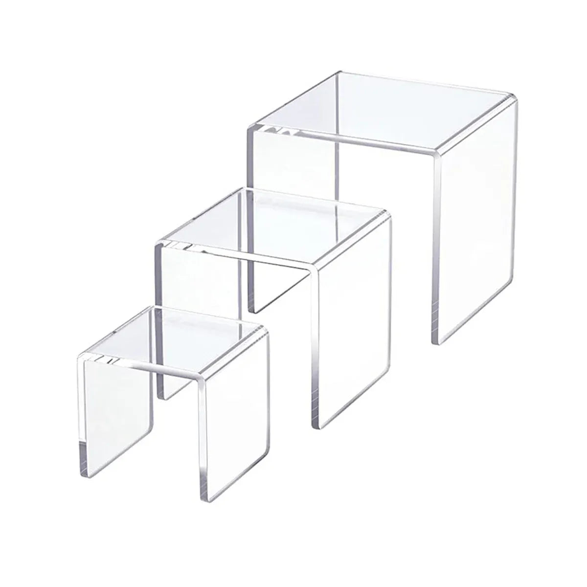 3PCS Clear Square Acrylic Display Stands for Jewelry Rings Watches Dessert Use