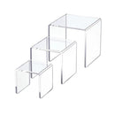 3PCS Clear Square Acrylic Display Stands for Jewelry Rings Watches Dessert Use