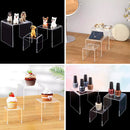 3PCS Clear Square Acrylic Display Stands for Jewelry Rings Watches Dessert Use