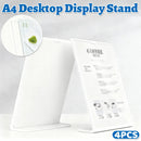 4PCS A4 Desktop Display Stand Holder 21.7x31cm Durable for Menu Price Sign Card