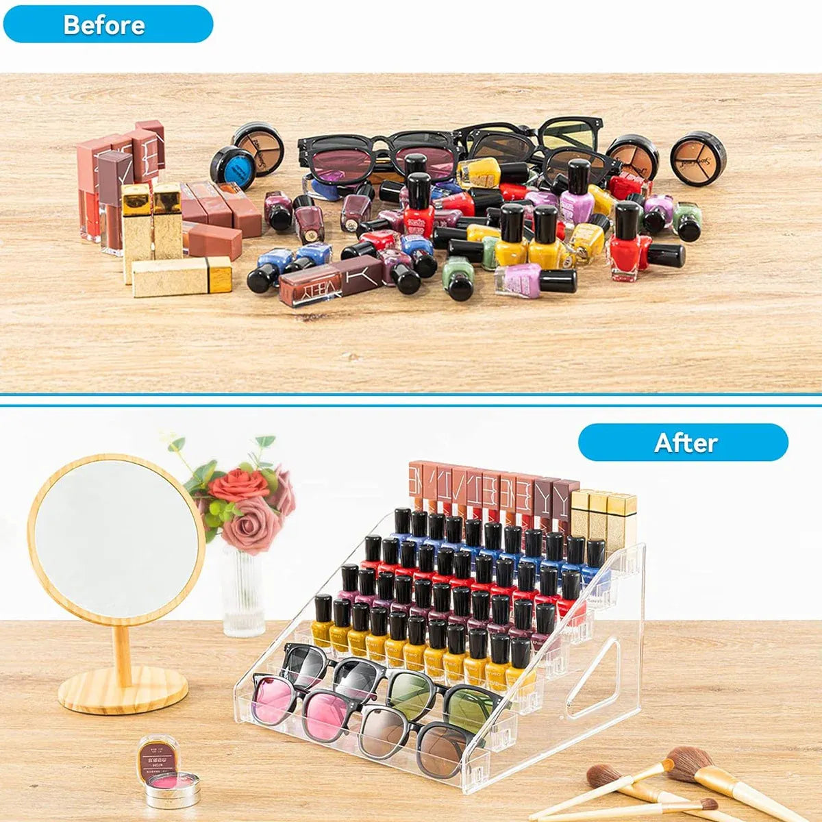 6/7 Layer Nail Polish Storage Box Multi Layer Clear Display Rack Organizer Stand - 6-Tier