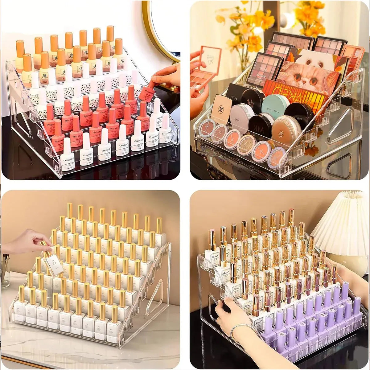 6/7 Layer Nail Polish Storage Box Multi Layer Clear Display Rack Organizer Stand - 6-Tier