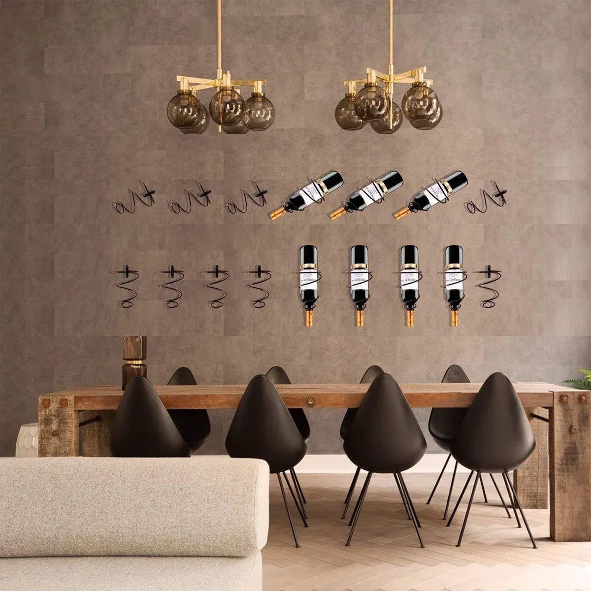 6pcs Metal Wine Rack Holder Wine Bottle Stand Cabinet Wall Mounted Home Display