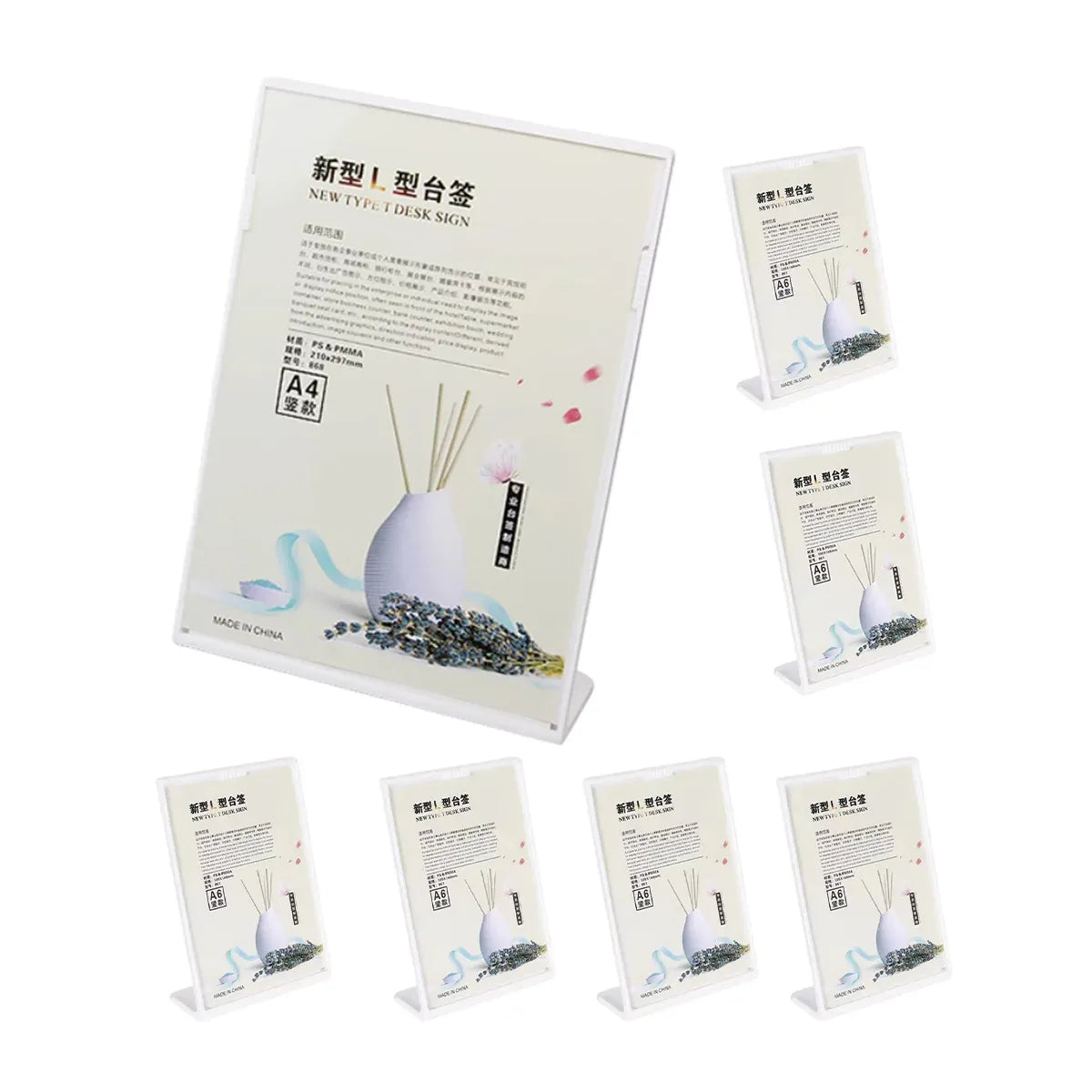 7PCS L-Shaped Table Plastic Display Board White Durable for Restaurant Hotel Use