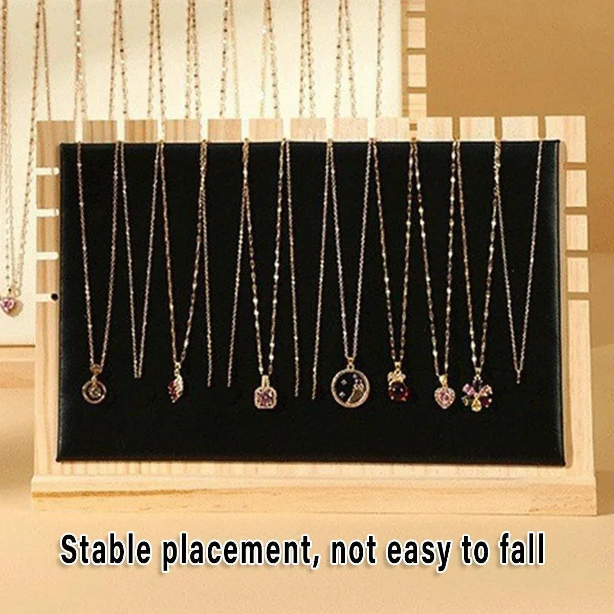 Jewellery Display Rack Necklace Hanging Organiser Jewellery Storage Rack Stand - Beige
