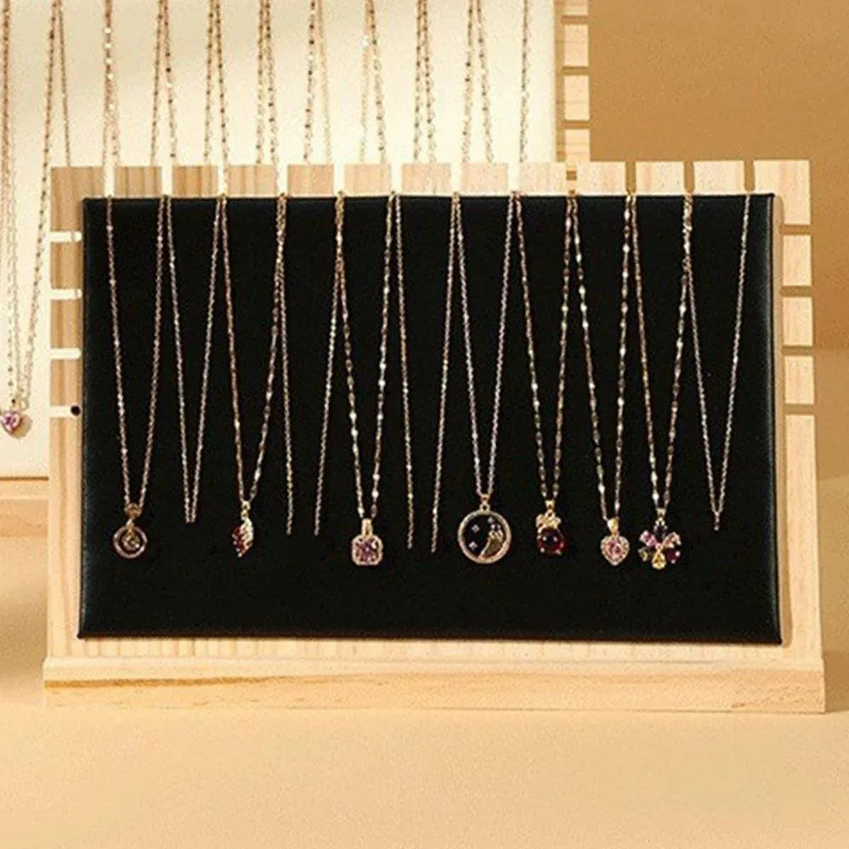Jewellery Display Rack Necklace Hanging Organiser Jewellery Storage Rack Stand - Beige