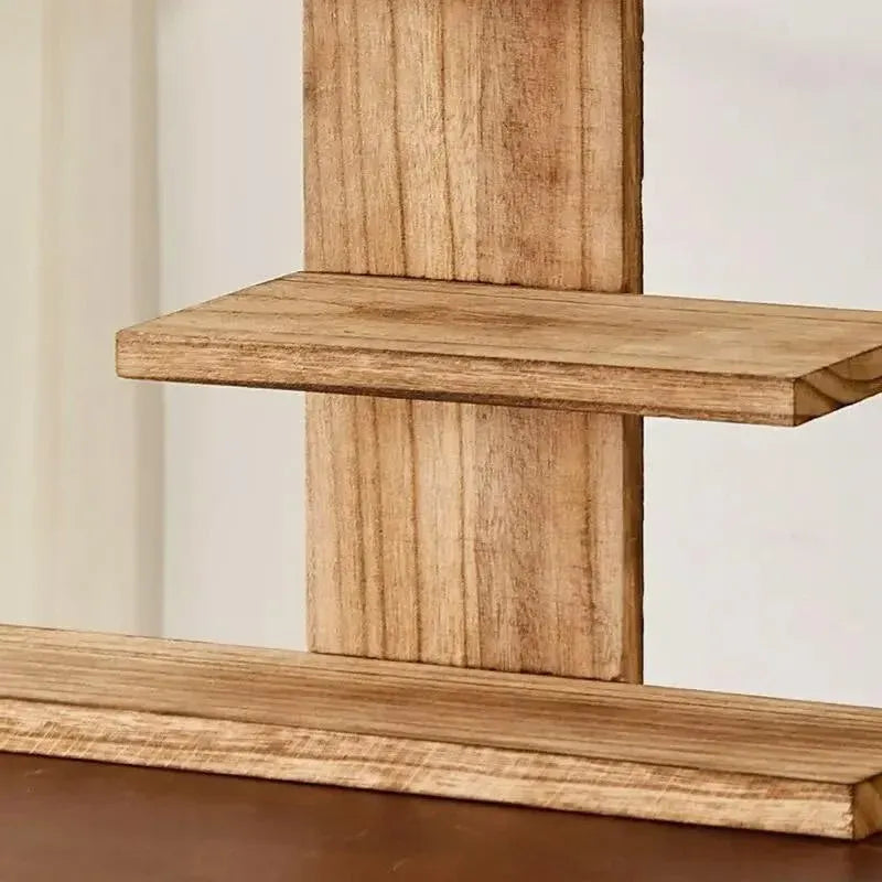 Wooden Desktop Tea Set Rack Display Stand Organizer Storage Shelf for Teaware - Brown