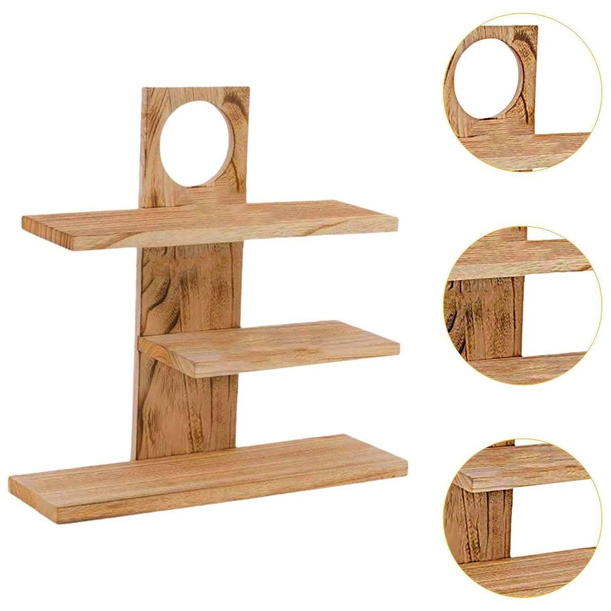 Wooden Desktop Tea Set Rack Display Stand Organizer Storage Shelf for Teaware - Brown