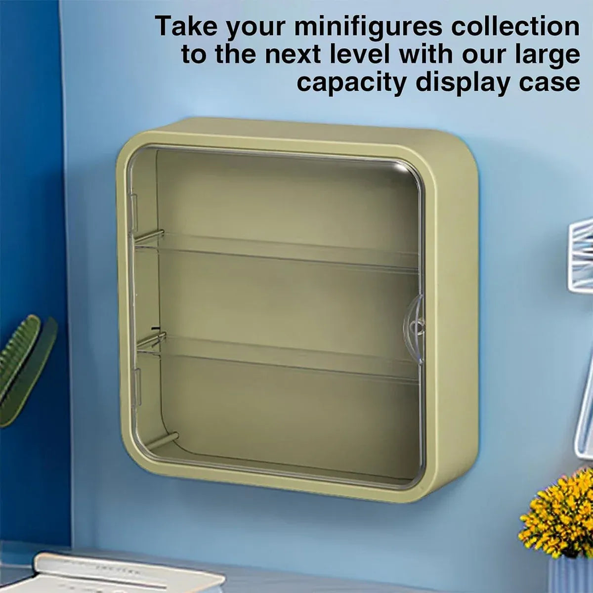 Wall Mounted Showcase Acrylic Figures Toys Display Case Dustproof Storage Box - Yellow
