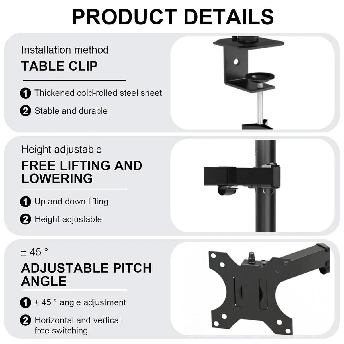 Rotating Computer Monitor Arm Laptop Stand Office Desk Mounting Holder Clamp