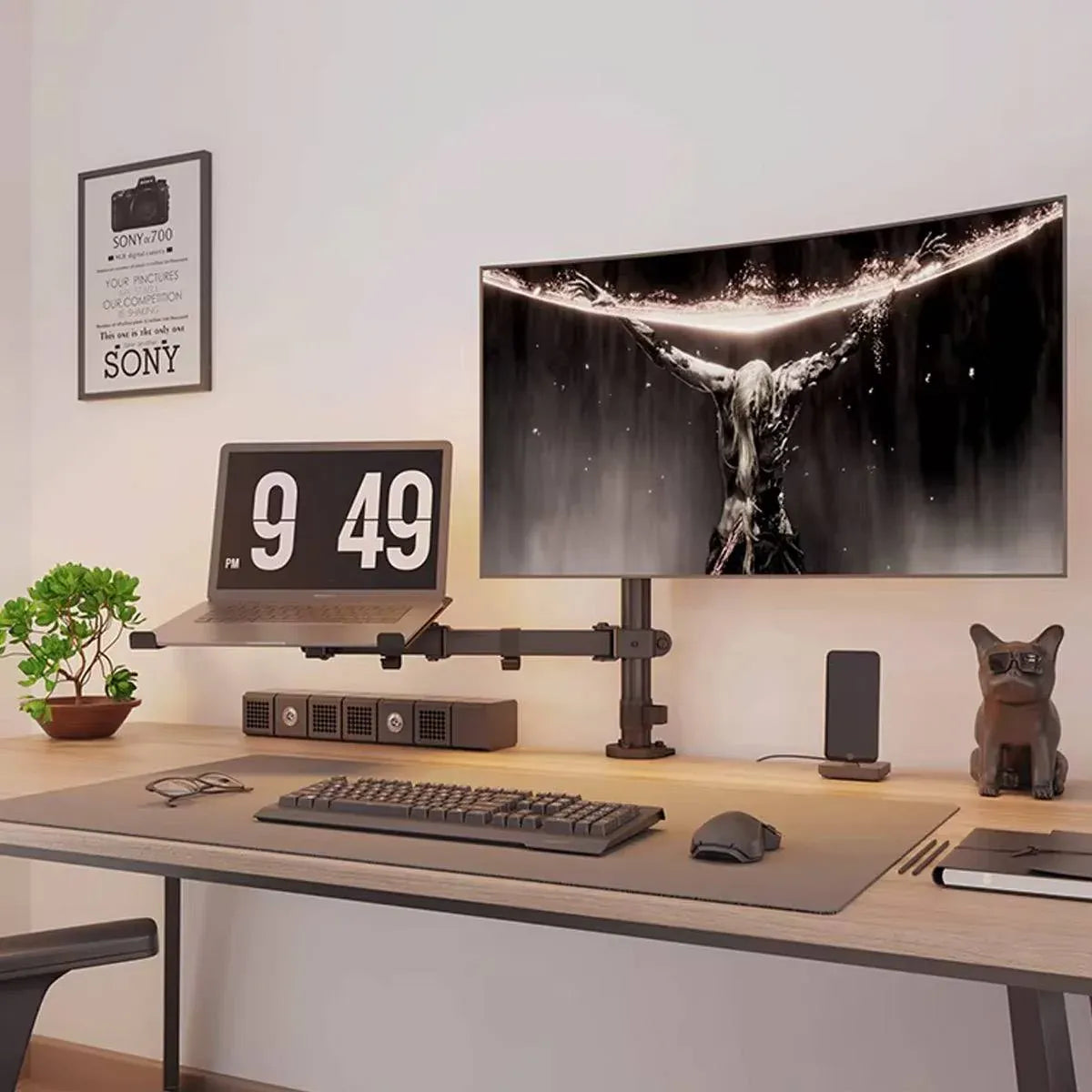 Rotating Computer Monitor Arm Laptop Stand Office Desk Mounting Holder Clamp