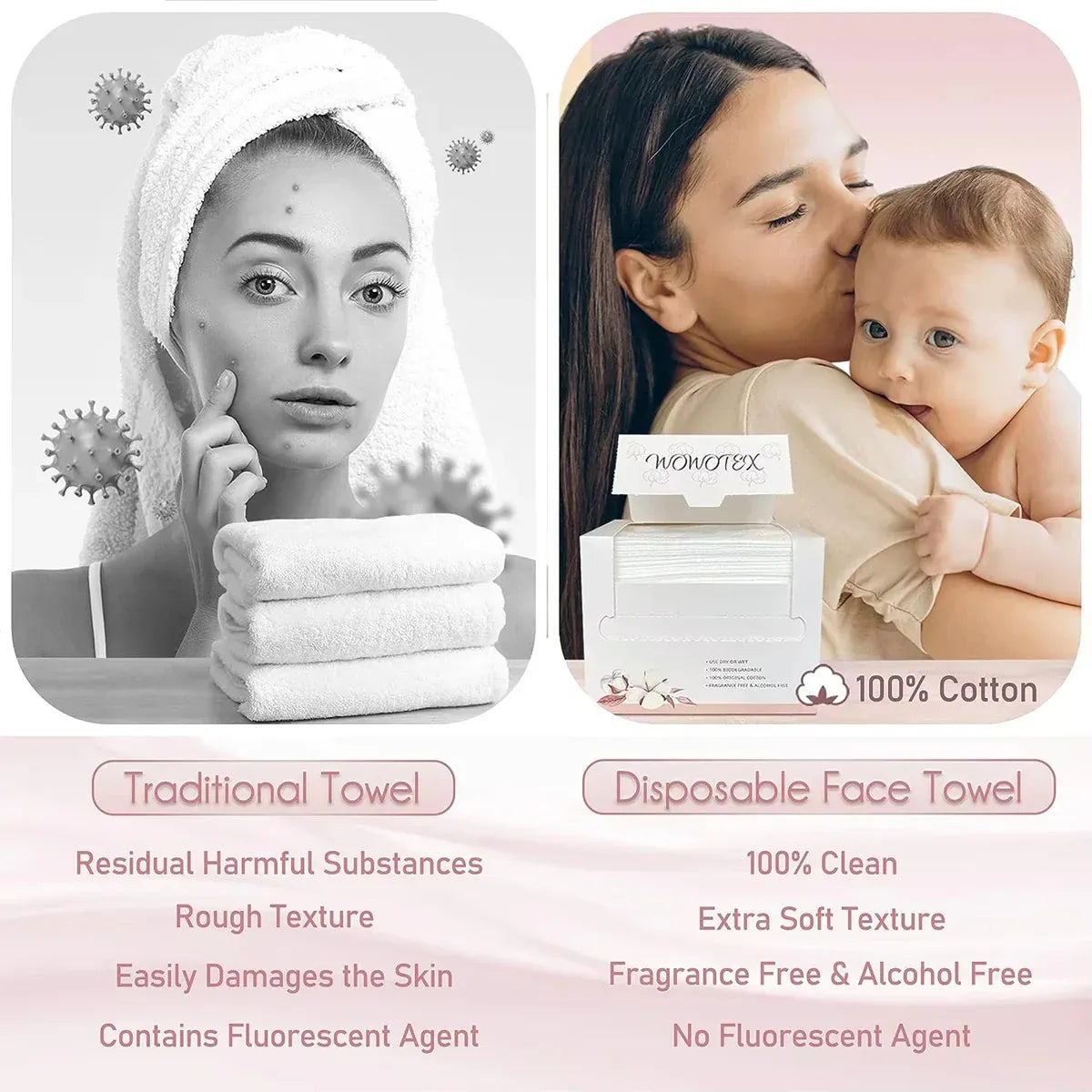 Face Towel Set Disposable Soft Cleaning Towels in Paper Box for Skincare Travel