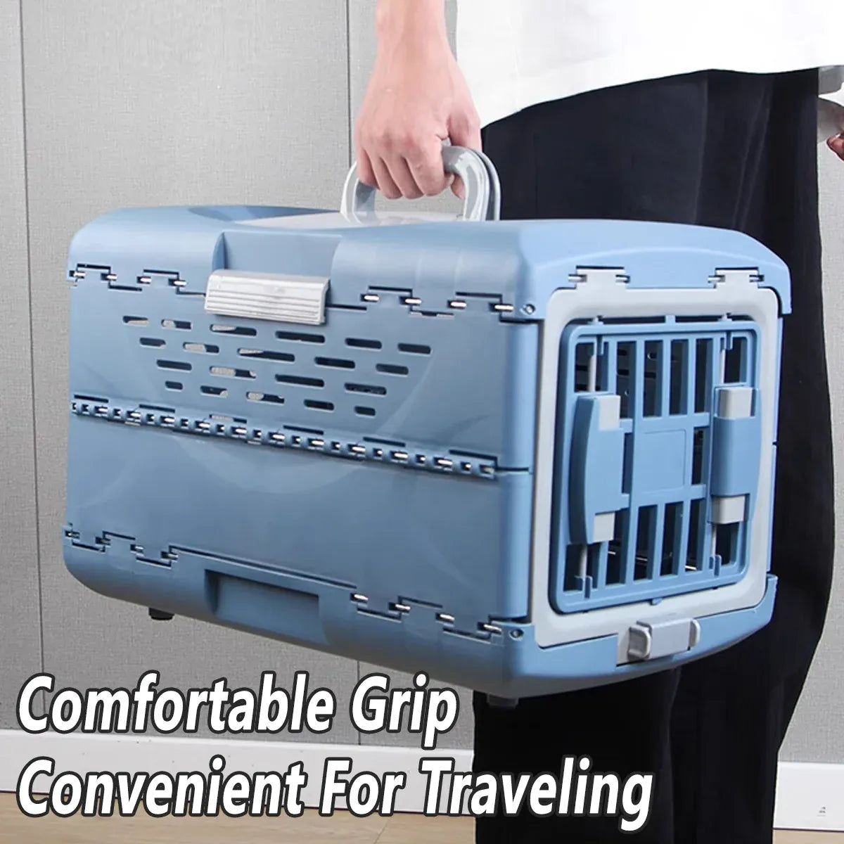 Foldable Pet Carrier Portable Dog Cat Travel Bag Cage House Kennel Case Blue