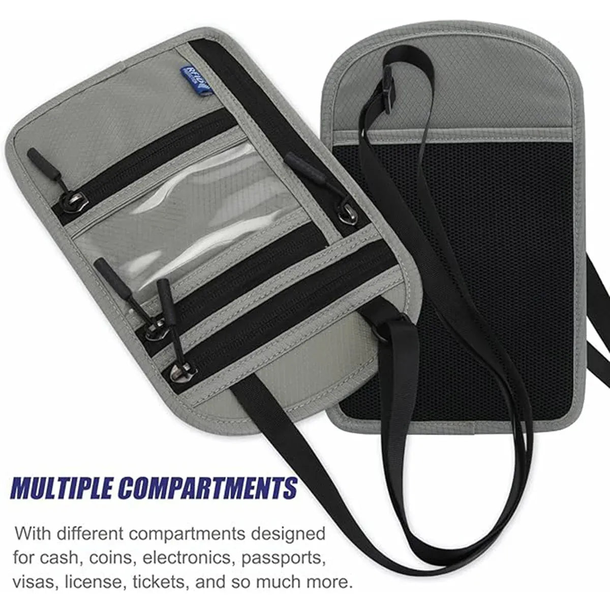 Multi-Functional Travel Passport Document Bag Protective Case Cover Holder - Black