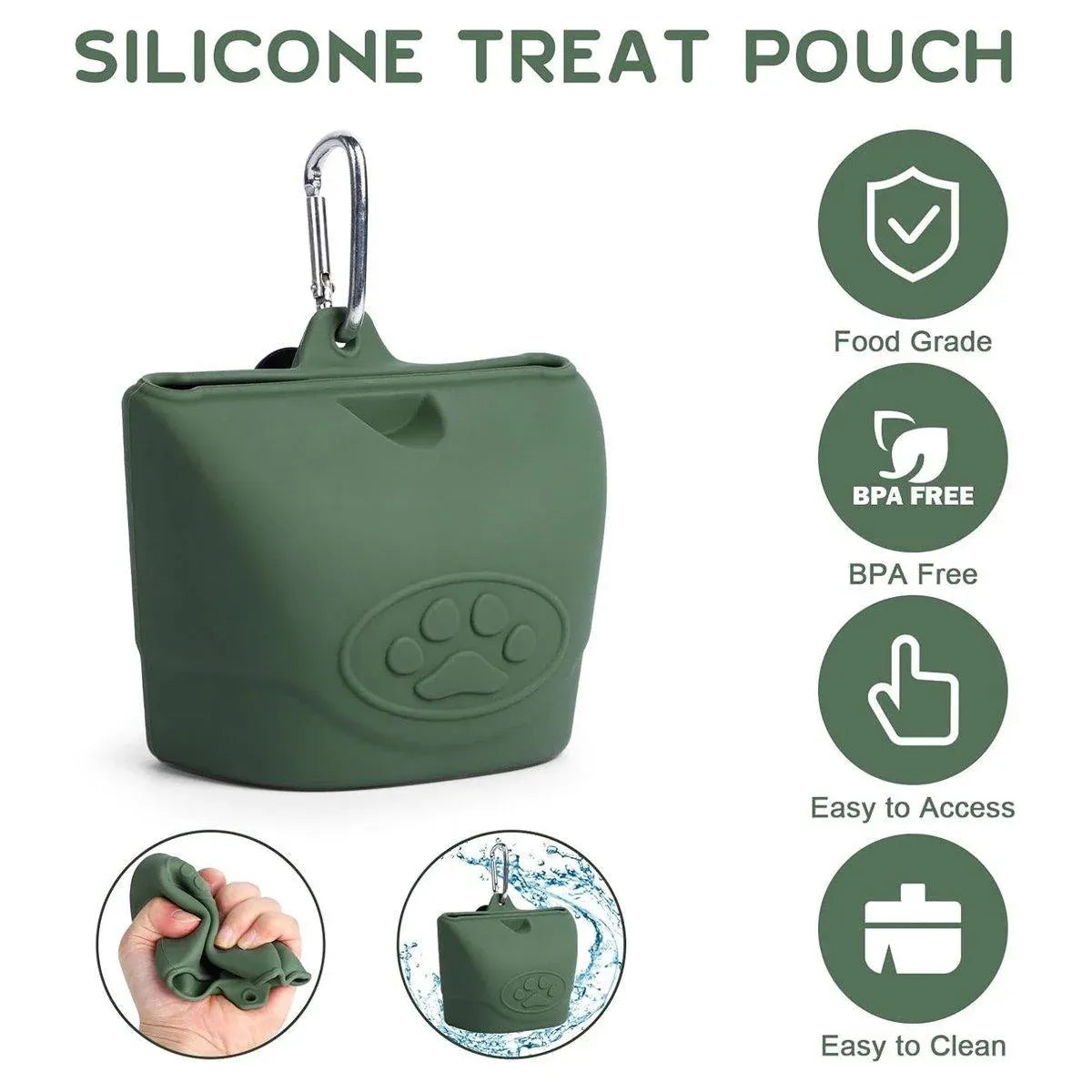 Portable Dog Food Bag Outdoor Walking Travel Feeding Pouch Pet Supplies - Light Green