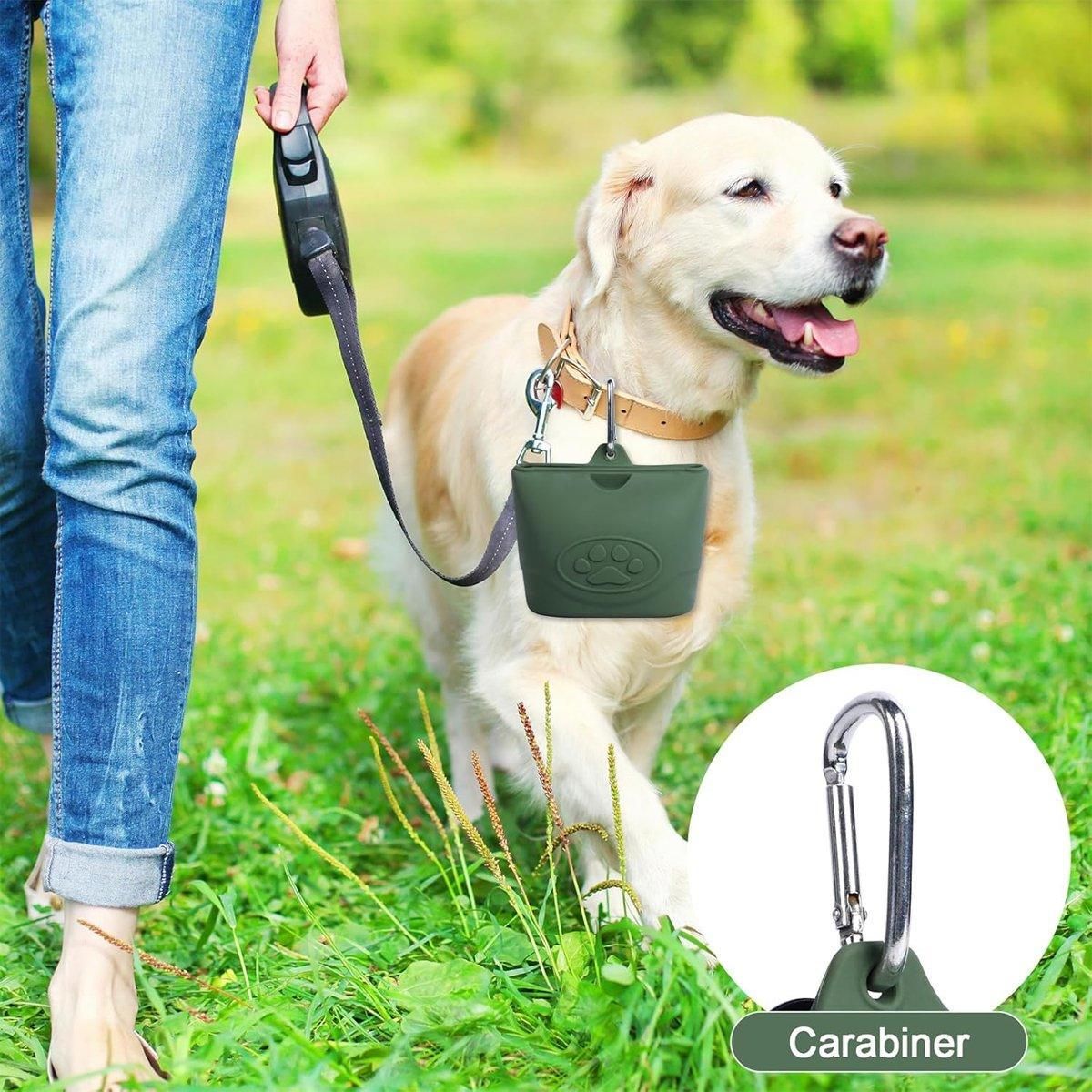 Portable Dog Food Bag Outdoor Walking Travel Feeding Pouch Pet Supplies - Light Green