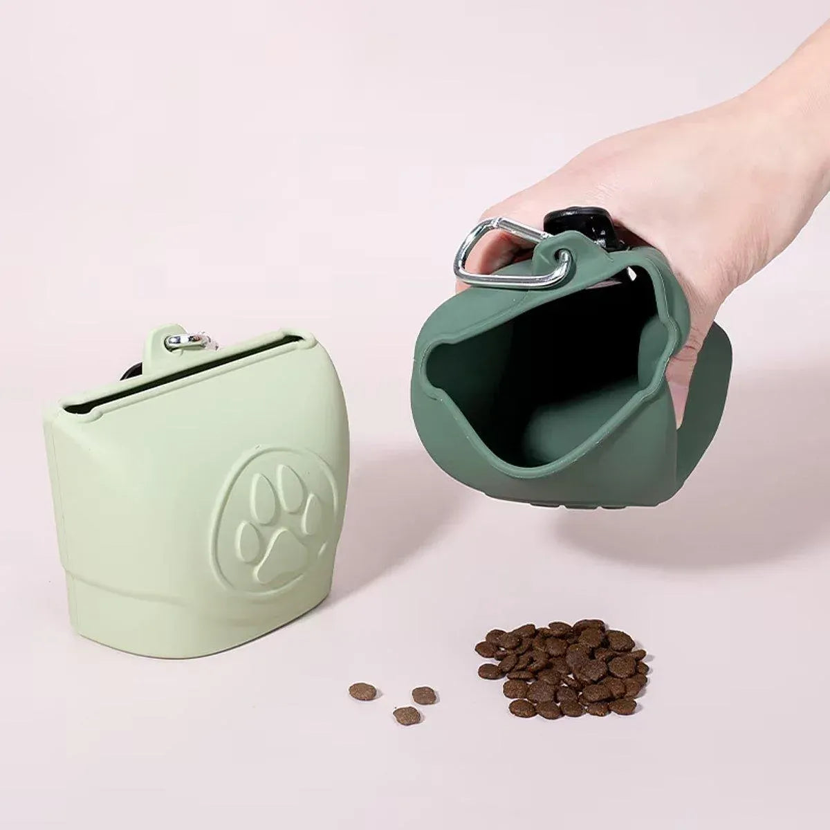 Portable Dog Food Bag Outdoor Walking Travel Feeding Pouch Pet Supplies - Light Green