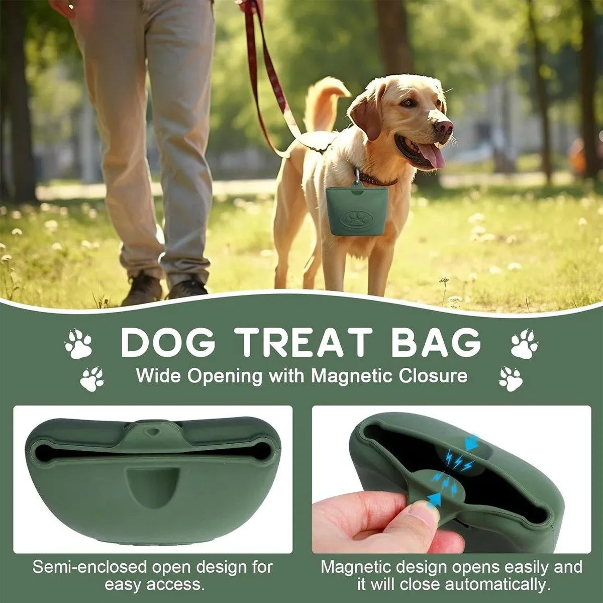 Portable Dog Food Bag Outdoor Walking Travel Feeding Pouch Pet Supplies - Light Green