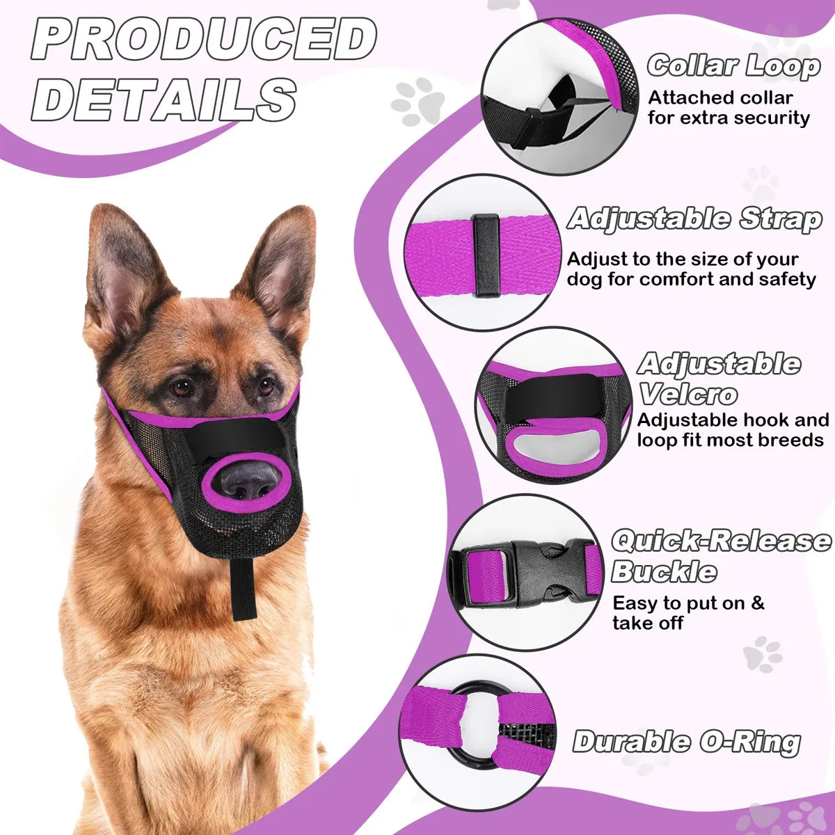 Pet Dog Breathable Lightweight Muzzle Face Mask Prevent Dogs Biting People Use - M