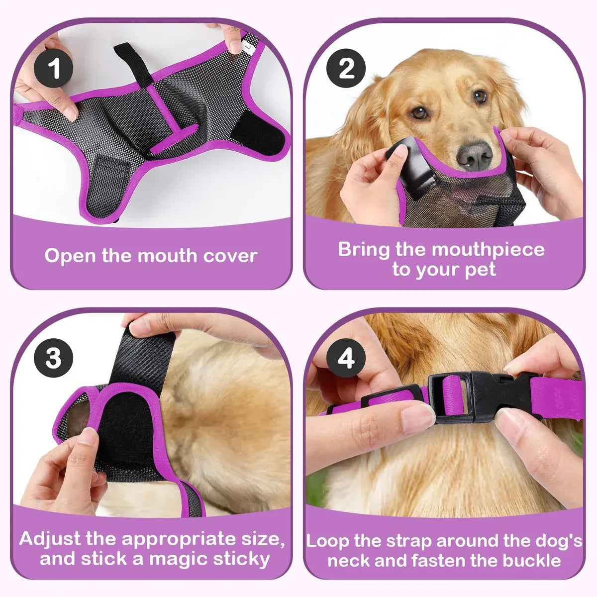 Pet Dog Breathable Lightweight Muzzle Face Mask Prevent Dogs Biting People Use - XL
