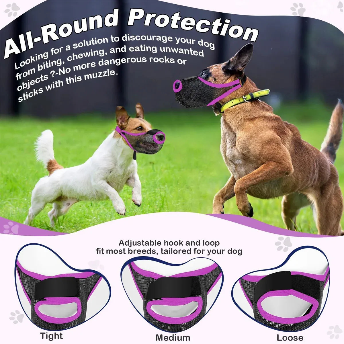 Pet Dog Breathable Lightweight Muzzle Face Mask Prevent Dogs Biting People Use - XL