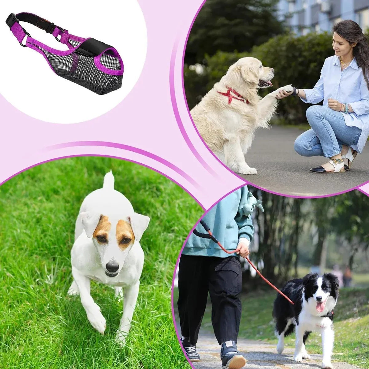 Pet Dog Breathable Lightweight Muzzle Face Mask Prevent Dogs Biting People Use - XL