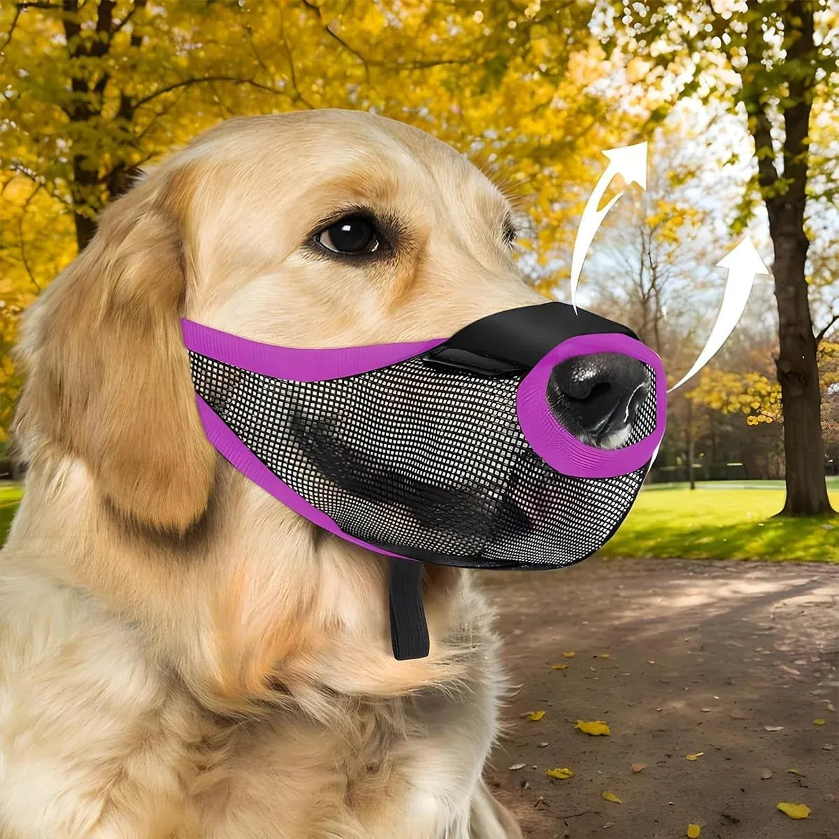 Pet Dog Breathable Lightweight Muzzle Face Mask Prevent Dogs Biting People Use - XL