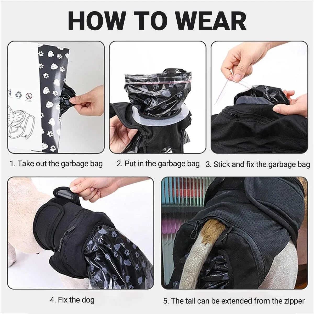 Dog Pet Portable Poop Collection Pants Outing Physiological Pants with Poop Bag - M